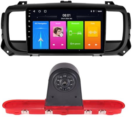 9''Auto GPS Navi Autoradio Navigation mit CarPlay & Android +HD Rückfahrkamera kompatibel mit Citroën Jumpy 3/Spacetourer/Peugeot Expert/Toyota Proace Bus Kasten/Verso MPY (Navigator+Rückfahrkamera)