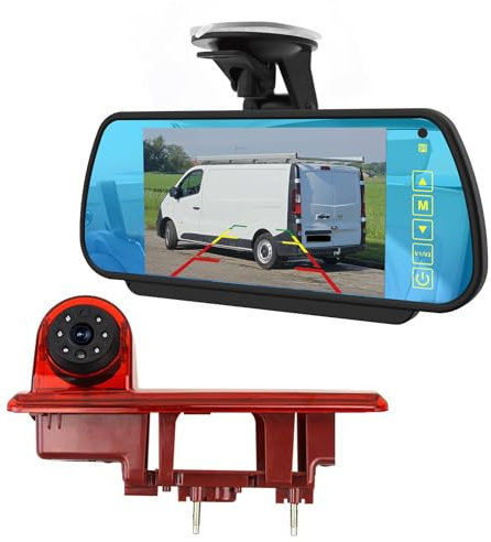 Caméra de recul avec feu Stop de Haut Niveau et Moniteur pour Renault Trafic, Vauxhall/Opel Vivaro (à partir de 2014) Caméra de stationnement arrière à Vision Nocturne
