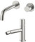 Set miscelatori lavabo a muro e bidet satinato in acciaio inox, manopola rotante e indicatori per l’acqua, GEMINI