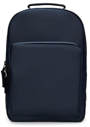 RAINS Sac à dos standard et grand format pour ordinateur portable, imperméable, noir, bleu marine, Large, Minimaliste