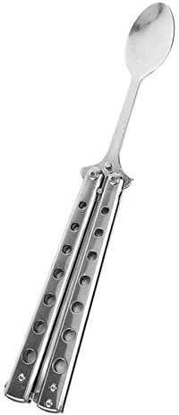 MMRTDJDR Ladle spoon Folding Spoon Fork Training Spoon Fork Butterfly Knife Trainer Outdoor Camping Cutlery Kitchen Tools
