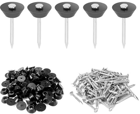 PONGH 100 Stück Dichtnägel für Noppenbahn 3 x 30mm Montageknöpfe mit Nagel Noppenfolie Nägel zur Befestigung von Noppenfolie für Baudrainage Hochbeete Blumentöpfe