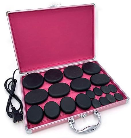 NEWFUN Hot Stone Massage kit Professionale, 20 Pietre da Massaggio Calde, Pietre da Massaggio Riscaldate Portatili per uso Domestico, Ideali per le Terme, i Massaggi e la Terapia di Rilassamento
