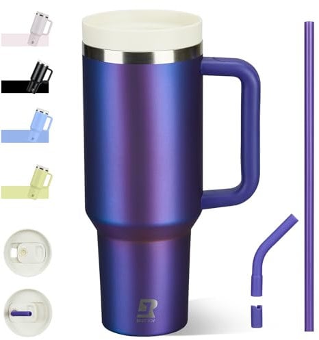 Riley Joy Tumbler 1.2 L with Handle and Straw,Insulated Tumbler Steel Water Bottle with Lid,Double Layer Stainless Steel Vacuum Leak Proof Drinking Mug