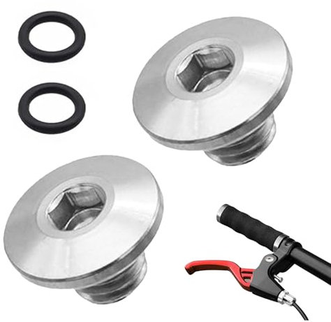 CONNECTION Lot de 2 Vis de Purge de Vélo avec Joint Torique M5 x 10mm Vis de Pûrgé pour Réservoir de Levier en Alliage de Titane Visites Pûrgée et O-Ring pour VTT Vélo de Route Levier de Frein