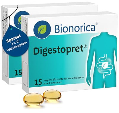 Digestopret® - bei Reizdarm, Weichkapseln, Sparset 2x15er Pack (30 Stück) | Pflanzliches Arzneimittel zur Behandlung von Reizdarmbeschwerden I Bauchschmerzen I Blähungen I Pfefferminzöl I ab 12 Jahren