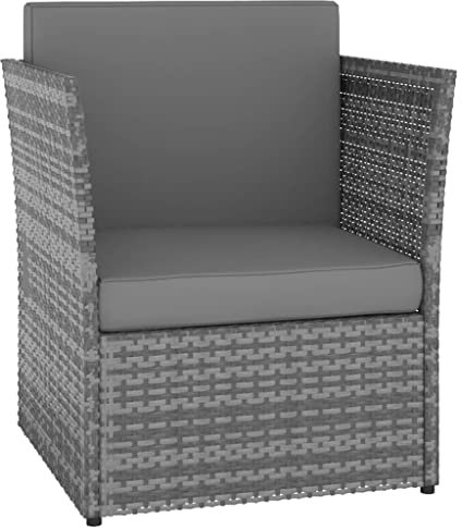 Eleganz Gartensessel mit Hocker aus PE Rattan & pulverbeschichtetem Stahl - Anthrazit, langlebig & wetterfest für Terrasse & Garten