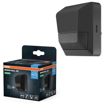 OSRAM SENSOR Wall light with 180° motion sensor and light for ceiling mounting dark grey, IP55 protection, for entrance areas