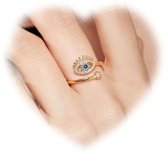 W WEILIRIAN Crystal Evil Eye Ring Eye Knöchel Ring Teufelsauge OffenerRing Retro Stapelring Handgefertigter verstellbarerRing Schmuck für Frauen Mädchen (Gold)