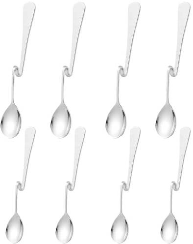8 Marmeladenlöffel, Honiglöffel Edelstahl mit Verdrehtem Design, Lange Löffel und Kurze Löffel für Kaffee, Tee, Desserts, Ideal zum Aufhängen, Spülmaschinenfest