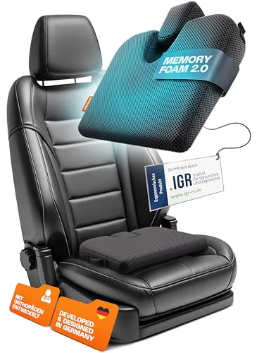 ERGOLOOM® Keilkissen Auto (44 x 34 cm) – Ergonomisches Autositzkissen zur Rückenentlastung und besseren Sitzhaltung - fürs Auto und Unterwegs