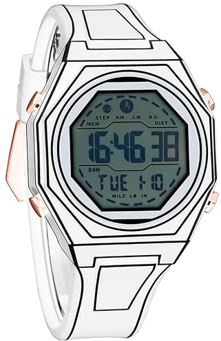 findtime Cartoon Armbanduhr Digital Uhr für Jungen Comic Design Minimalist Lustige Anime Inspired 2D Style Personalisiert Linienzeichnung Mens Watches für Comic Fans Schwarz und Weiß