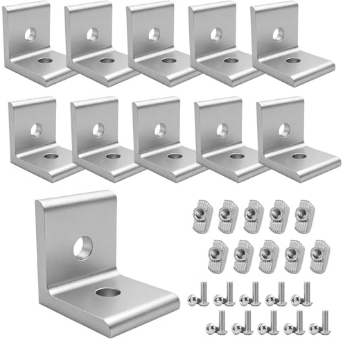 10 Stück Befestigungsmaterial Aluprofil, Aluwinkel 30x30 Eckwinkel aus Aluminium Profil mit Schraube Eckverbinder Winkelverbinder für Befestigung von Aluminiumprofilen