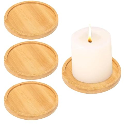 XinYangMao 4 Pezzi Sottobicchieri in bambù, Rotondi 12cm - Tondi Legno Naturali per Birra, Vino, Casa e Bar - Idee Regalo, Portacandele e Sottovaso per Piante