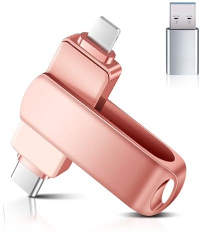 Clé USB 3.0 256 Go, clé 3 en 1 avec Port Lightn-ning,USB-A,USB-C,Clé USB C Externe Mémoria pour Android Smartphone Stockage,Tablettes,Mac et PC, sans Application(Rose)