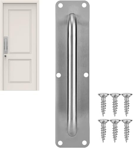 CYSFETENA Sliding Door Handles, Stainless Steel Pulls Door Pull Handle with Back Plate, 11.8x3.1in Sliding Door Handle for Office Hotel Restaurant (Square L)
