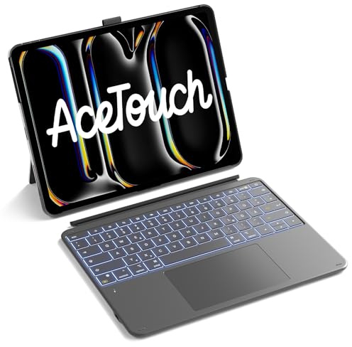 Inateck Custodia per tastiera compatibile con iPad Pro 13 2025/2024(M5/M4), ultra leggera, grande trackpad, rimovibile, QWERTZ, con portapenne, AceTouch
