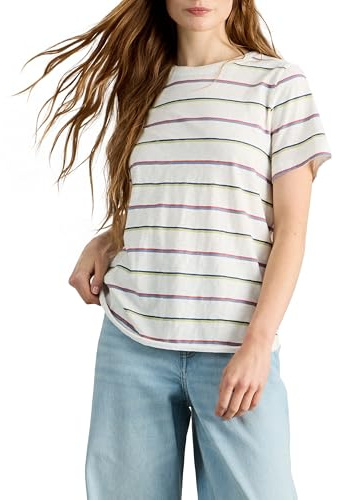 White Stuff Damen-Kurzarmshirt Clara Stripe – Baumwoll-T-Shirt mit Allover-Print für optimalen Alltag