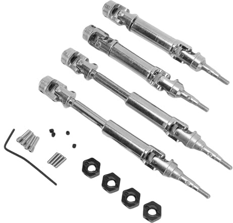 Yechiry CVD-Antriebswellen-Set Vorne und Hinten, Metall-Ersatz-Antriebswellen, Schrauben-Inbusschlüssel-Set mit Sicherer Passform, Ideal für Fiesta ST Rally 1/10 4X4 Bürstenloses RC-Auto (Silver)