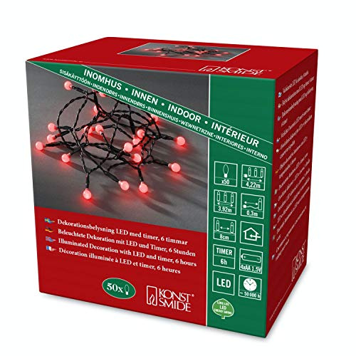 Konstsmide Berry Lichter: batteriebetrieben mit Timer, rot