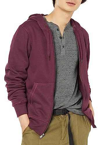 Amazon Essentials Felpa con Cappuccio e Cerniera Integrale in Pile (Disponibile nelle Taglie Big & Tall) Uomo, Bordeaux, XXL