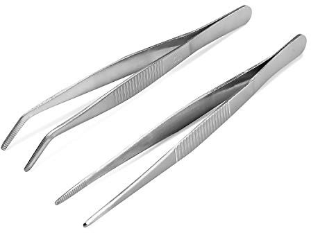 BoomYou 5.5 pulgadas Pinzas de acero inoxidable Fórceps multiuso Pinzas pinzas profesionales y Manija con costura cómoda Alimentar pinzas rectas para la elaboración de jardines Cocinando la reparación