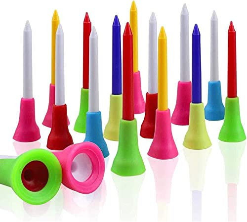 50 - gemischt Farbe Gummi Kissen Top Kunststoff Golf Tees langlebigem Kunststoff Praxis Golf Tee mit Gummi Head, gemischt, 83mm(3-1/4)