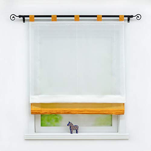 Joyswahl Raffrollo Halbtransparente Gardine mit Farbiger Faltenblende »Monika« Schals mit Schlaufen Fenster Vorhänge BxH 140x155cm Orange 1er Pack