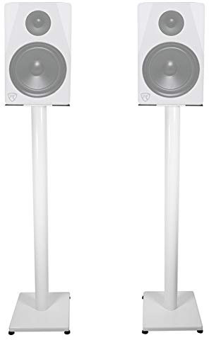 Rockville RS37W 37 Steel Bookshelf Speaker Stands, 60 lbs Capacity, Cable Management, Anti-Vibration Pads, Adjustable Feet, for Home Audio and Studio Monitoring (Pair)