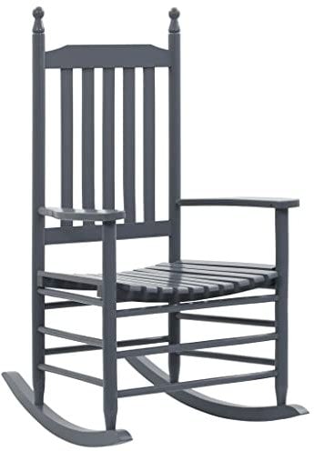 vidaXL Pappelholz Schaukelstuhl mit gebogener Sitzfläche Gartensessel Gartenstuhl Relaxstuhl Ruhesessel Sessel Schwingstuhl Schwingsessel Holzstuhl Grau