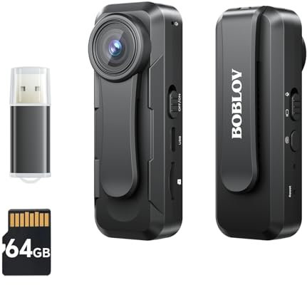 BOBLOV W1 16GB Body Camera, Mini Camera Body Cameras, True 1080P High Video Sensor, Easy to Set up and Time Stamp On/Off Optional Lightweight for Hiking, Bicycle, Lecture