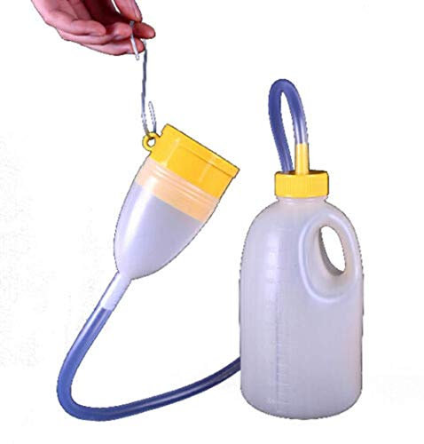 Pmsanzay Deluxe männliche tragbare Urinflasche 1,7 l Urinal für Zuhause, Krankenhaus, Camping, Autoreisen, Bett-Urinal – gelber Kunststoff