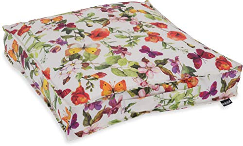 H.O.C.K. Sweet Butterfly Outdoor Kissen inkl. Füllung und Matratzenkissen mit Biese Schmetterling-Motiv wasserabweisend/lichtecht (6-7) (Matratzenkissen 50x50x10cm, Schmetterling bunt)