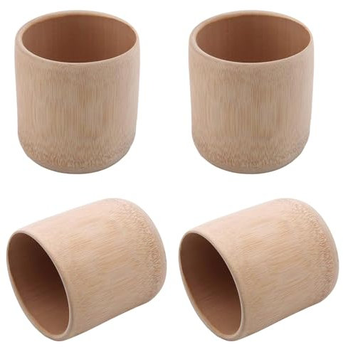POFET 4pcs taza de té de bambú taza de agua tazas de madera para beber té casero taza de té verde