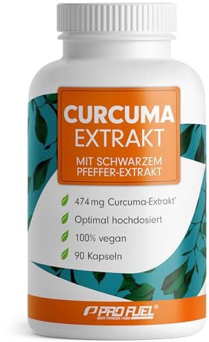 Curcuma Kapseln hochdosiert, 90 Kurkuma EXTRAKT Kapseln mit 474mg Kurkuma Extrakt davon 95% Curcumin, mit Schwarzem Pfeffer, hohe Bioverfügbarkeit, laborgeprüft mit Zertifikat, Vorrat für 6 Monate