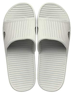 JoWebb Unisex Slippers for Women/Men, Light Weight Flat Slide Sandals Shower Sandals Flip Flops for Indoor Garden Bathroom Poolside Grey