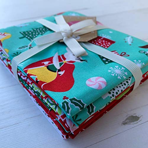 Christmas Xmas Themed 5 Pack Fat Quarter Fabric Bundle Selection for Patchwork Quilting Sewing Crafts | 19 x 20 (50cm x 52cm) (Nutcracker)
