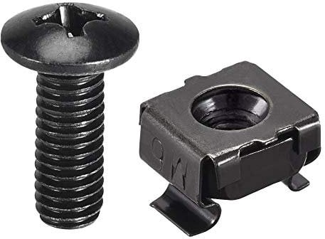 sourcing map Lot de 10 écrous cage et vis M6 x 19 mm en acier au carbone pour montage en rack serveur étagère armoire