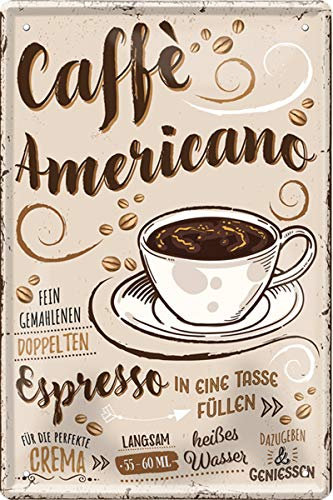 Geschenkeparadies 24 Deko Blechschild 20x30cm Caffe Americano