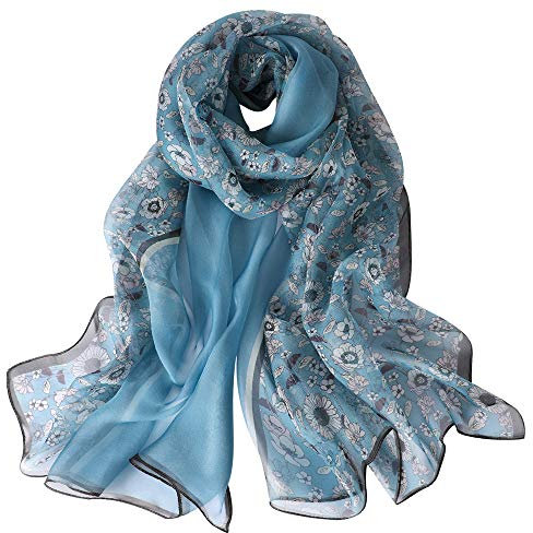 STORY OF SHANGHAI Seidenschal Damen 100% Seide, 30+ Farben XXL Blumen Seidentuch, Stola für Abendkleid Hochzeit, Seide Schal Halstuch 175×65