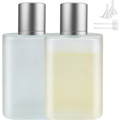 Bohoray 2 Piezas 100ml Bote Spray Pulverizador Pequeño, Vidrio Botella Spray, Pulverizador Colonia, Botellas de Perfume, Recargables con Bomba de Atomizador y Embudo para Mujeres o Niñas (gris)