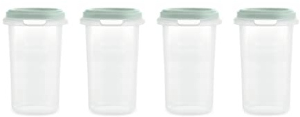 Miniland Set 4 Hermisized Mint, 330 ml. Set 4 luftdichte Behälter mit Maßeinteilung, 330 ml, sicher, robust und spülmaschinenfest, mikrowellen- und gefriergeeignet, Kollektion Dolce.