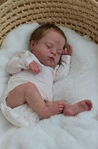 Zero pam 20 Zoll Reborn Baby Puppe Augen Geschlossen Realistisch Neugeborener Puppe Mädchen Mit Haar Lebensecht Silikon Puppen Sehen Echt Aus,Lebensgroßes Puppe Spielzeug