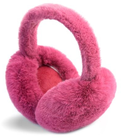 SEYUFN Warmes Ohrenwärmer Damen Faltbare Flauschige Plüsch Ohrenschützer Winter Outdoor Bequem Ohrwärmer Teenager-Mädchen Stylische Ohrbedeckungen (A-rosa rot 2)