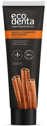 Ecodenta Black Cinnamon Teeth Whitening Toothpaste - Black Tooth Paste Whitens Teeths | Cinamon Flavour Natural Toothpastes Fluoride Free, 100ml