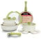 Bakken-Swiss Detachable 15-Piece Cookware Set – Granite Non-Stick – Eco-Friendly – Stackable Removable Handles – for All Stoves & Oven-Safe - Green/Cream Color