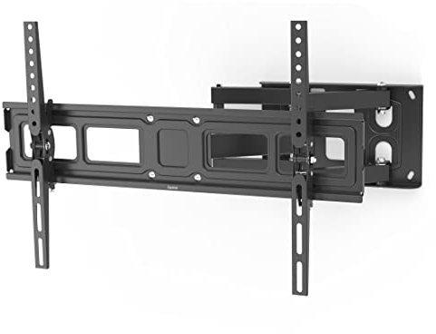 Hama TV Wandhalterung schwenkbar, neigbar, ausziehbar (TV Wandhalterung 32-84 Zoll, VESA 100x100 bis VESA 600x400, bis 50kg, 2 Arme, 3 Gelenke, mit Fischer-Dübeln & Bohrschablone) schwarz