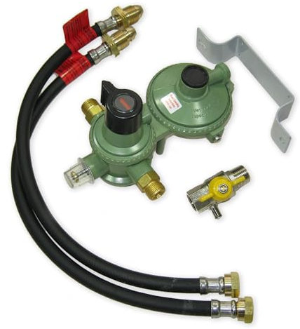 Catering Parts UK Automatic 2 Bottle Cylinder LPG Changeover Kit With Over-Pressure Shut-Off/Over Pressure Shut Off/LPG Propane Gas Regulator Propane With Hoses