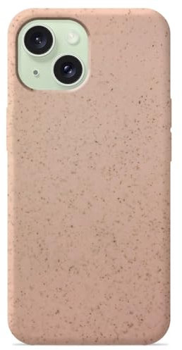 Coque Silicone Unie Biodégradable Rose Compatible Apple iPhone 15