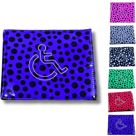 Soft Leather Disabled Badge Holder Polka Dot Wallet Disability Parking Badge Cover Holder by Glamified Disabled Blue Badge Display Holder (Blue)
